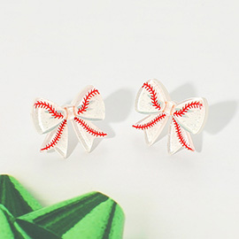 Resin Baseball Bow Stud Earrings