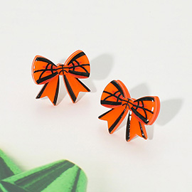 Resin Basketball Bow Stud Earrings