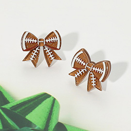 Resin Football Bow Stud Earrings