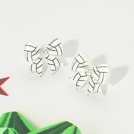 Resin Volleyball Bow Stud Earrings
