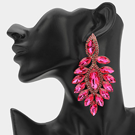 Marquise Stone Cluster Dangle Evening Earrings