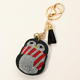 Bling Studded Holiday Penguin Tassel Keychain / Bag Charm
