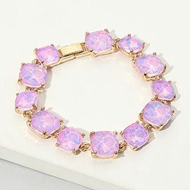 Cushion Square Stone Link Evening Bracelet
