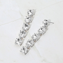 Round Stone Link Dangle Evening Earrings