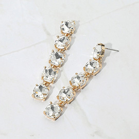 Round Stone Link Dangle Evening Earrings