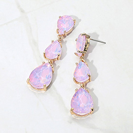 Teardrop Stone Link Dropdown Evening Earrings