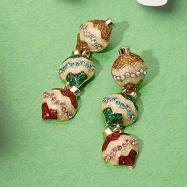 Sparkling Holiday Ornament Link Drop Earrings