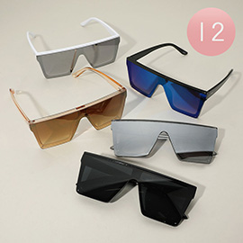 12PCS - Bold Modern Look Shield Sunglasses