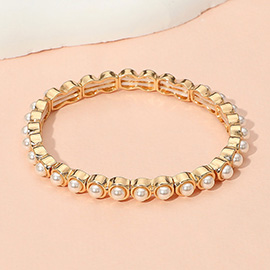 Pearl Bezel Stretch Bracelet