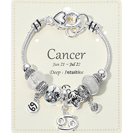 CANCER - Horoscope Symbol Zodiac Charm Beaded Bracelet