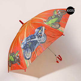 Kids Motorcycle Printed Umbrella
