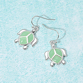 Sea Glass Sea Turtle Dangle Earrings
