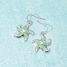 Sea Glass Starfish Dangle Earrings