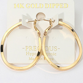 14K Gold Dipped Hypoallergenic Flat Oval Hoop Earrings