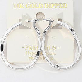 14K Gold Dipped Hypoallergenic Flat Oval Hoop Earrings