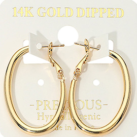14K Gold Dipped Hypoallergenic Oval Hoop Earrings