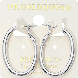 14K Gold Dipped Hypoallergenic Oval Hoop Earrings