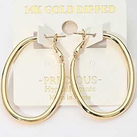 14K Gold Dipped Hypoallergenic Oval Hoop Earrings