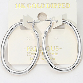 14K Gold Dipped Hypoallergenic Oval Hoop Earrings