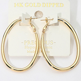 14K Gold Dipped Hypoallergenic Oval Hoop Earrings