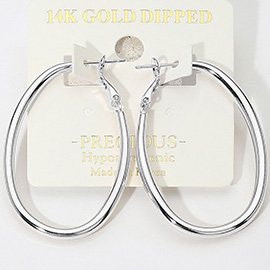 14K Gold Dipped Hypoallergenic Oval Hoop Earrings