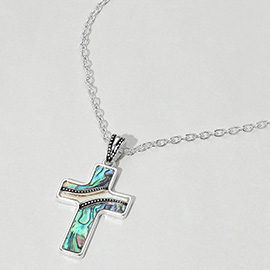 Abalone Cross Pendant Necklace