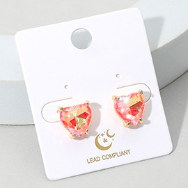Heart Stone Cushion Stud Earrings
