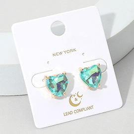 Heart Stone Cushion Stud Earrings