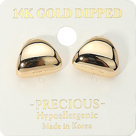 14K Gold Dipped Hypoallergenic Sculpted Dome Stud Earrings