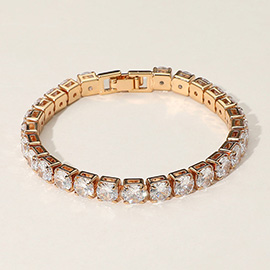 Round CZ Stone Tennis Chain Bracelet