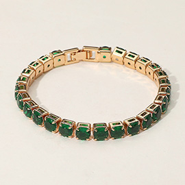Round CZ Stone Tennis Chain Bracelet