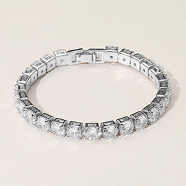 Round CZ Stone Tennis Chain Bracelet