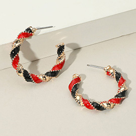 Gameday Twisted Beaded Spiral Hoop Earrings