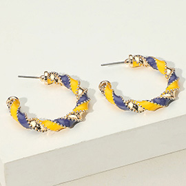 Gameday Twisted Beaded Spiral Hoop Earrings