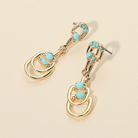 Stone Accent Geometric Drop Earrings