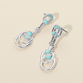 Stone Accent Geometric Drop Earrings