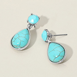 Western Turquoise Teardrop Dangle Earrings