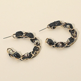 Fabric Chain Hoop Earrings