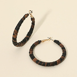 Leopard Fabric Wrapped Hoop Earrings
