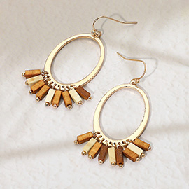 Wooden Charm  Hanging Open Oval Dangle Earrings