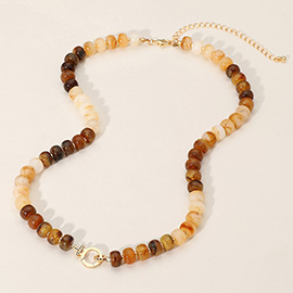 Marbled Beaded Clasp Accent Necklace