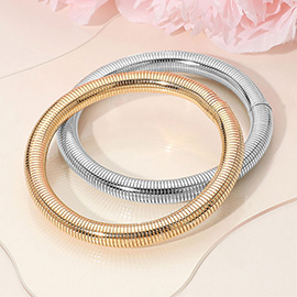 2PCS - Flexible Ribbed Metal Coil Multi Layered Bracelet