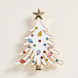 Star Top Glittered Christmas Tree Pin Brooch