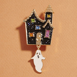 Halloween Haunted House Ghost Dangle Pin Brooch