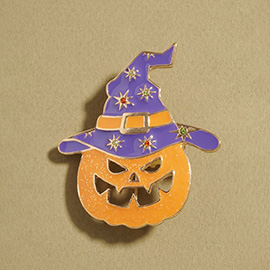 Witch Hat Halloween Wicked Pumpkin Pin Brooch