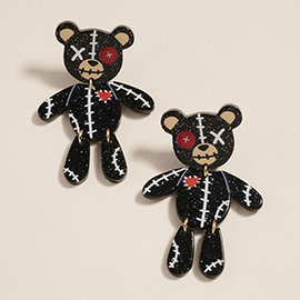 Halloween Stitched Teddy Bear Earrings