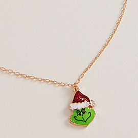 Holiday Green Monster Pendant Necklace