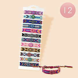 12PCS - Woven Adjustable Friendship Bracelets
