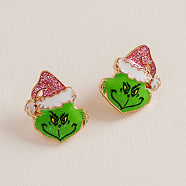 Holiday Green Monster Stud Earrings