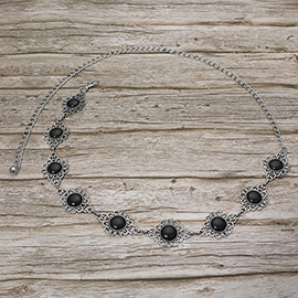 Western Round Turquoise Stone Concho Chain Belt